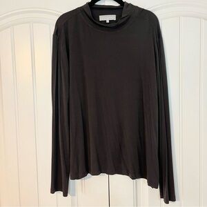 Brown Long Sleeve Turtleneck Shirt Size XXL Fall Layering Minimalist Chic
